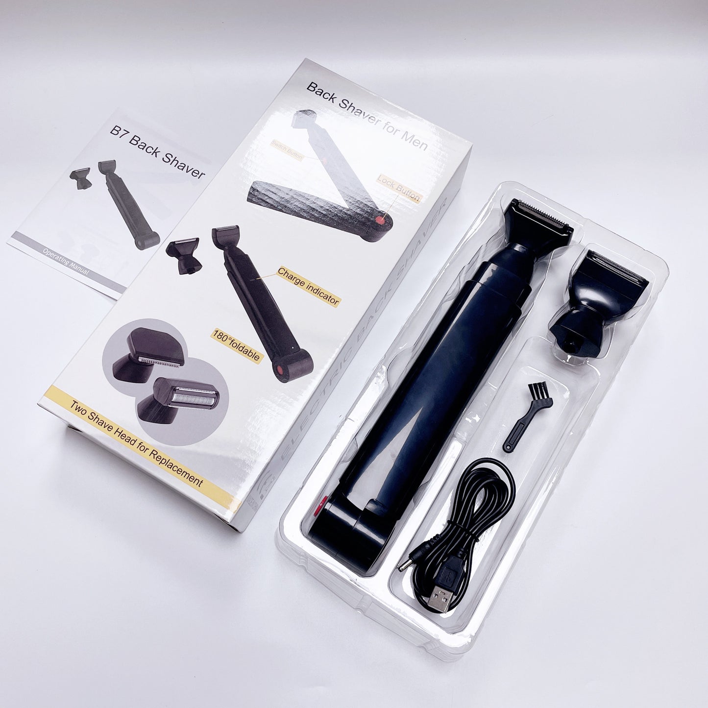 Electric Shaver Foldable Handle Back Lady Shaver USB Charging Whole Body Hair Removal Device