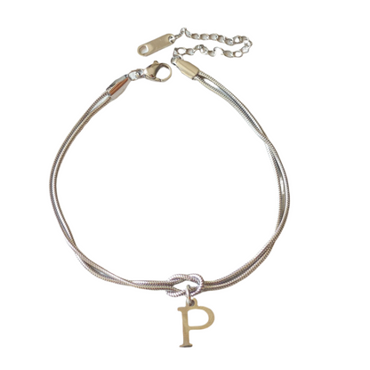 New Letter A-Z Love Knot Bracelets For Women Couple Gold Color Dainty Snake Chain Charm Bracelet Stainless Steel Jewelry Gift Valentine's Day Gifts