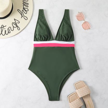 Stitched Backless Swimsuit Adjustable Size