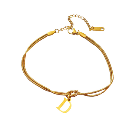 New Letter A-Z Love Knot Bracelets For Women Couple Gold Color Dainty Snake Chain Charm Bracelet Stainless Steel Jewelry Gift Valentine's Day Gifts