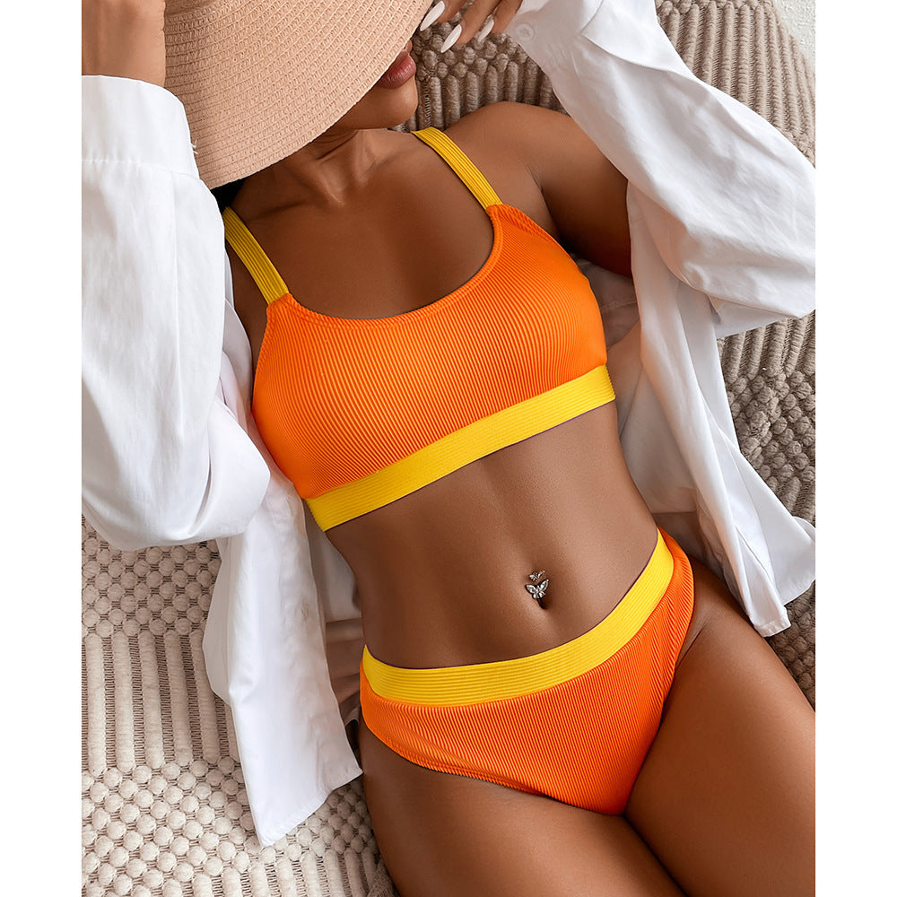 New Special Cloth Thread Sunken Stripe Bikini For Women