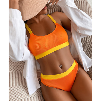 New Special Cloth Thread Sunken Stripe Bikini For Women