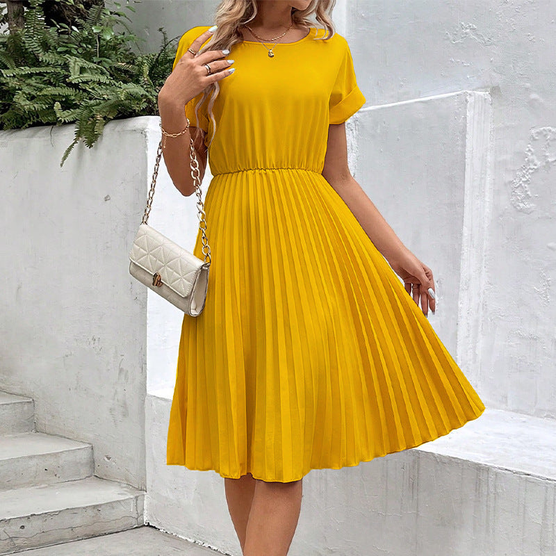 Solid Color Loose Polyester A- Line Skirt For Women
