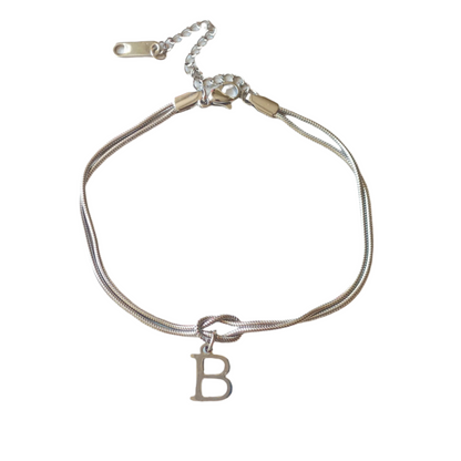 New Letter A-Z Love Knot Bracelets For Women Couple Gold Color Dainty Snake Chain Charm Bracelet Stainless Steel Jewelry Gift Valentine's Day Gifts