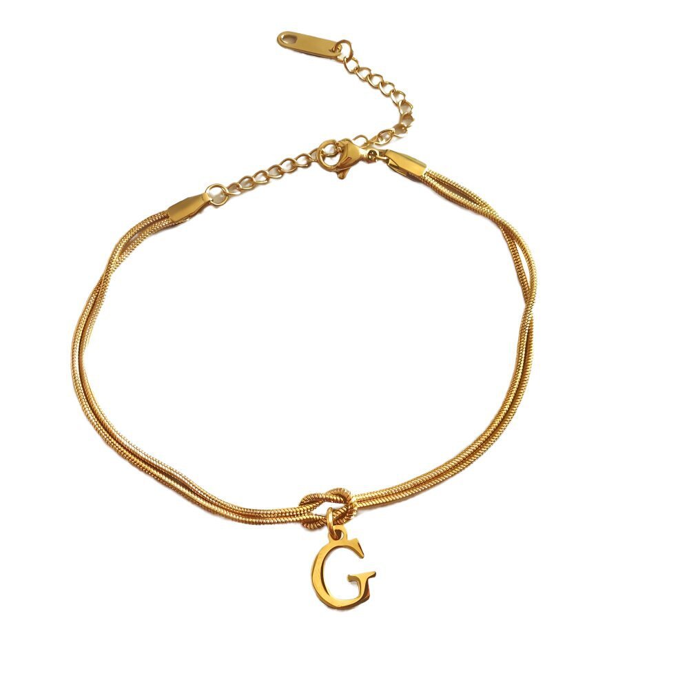 New Letter A-Z Love Knot Bracelets For Women Couple Gold Color Dainty Snake Chain Charm Bracelet Stainless Steel Jewelry Gift Valentine's Day Gifts