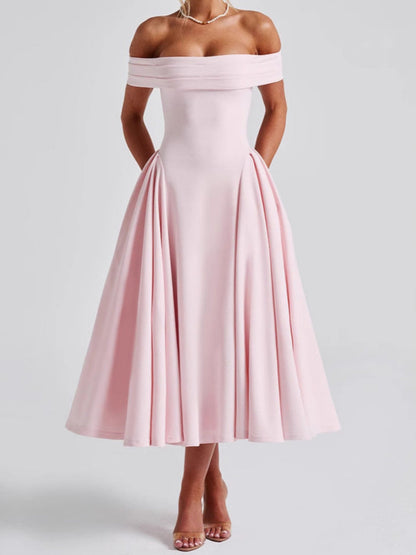 Fashion Personality Pure Color Tube-top Dress Women