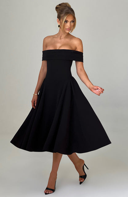 Fashion Personality Pure Color Tube-top Dress Women