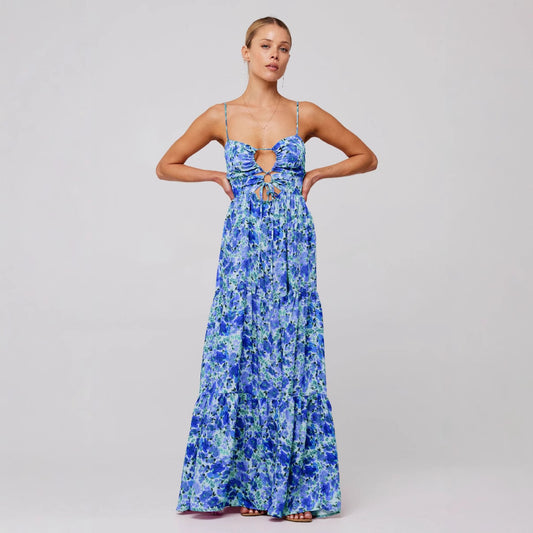 New Printed Sling Stitching Multi-color Dress