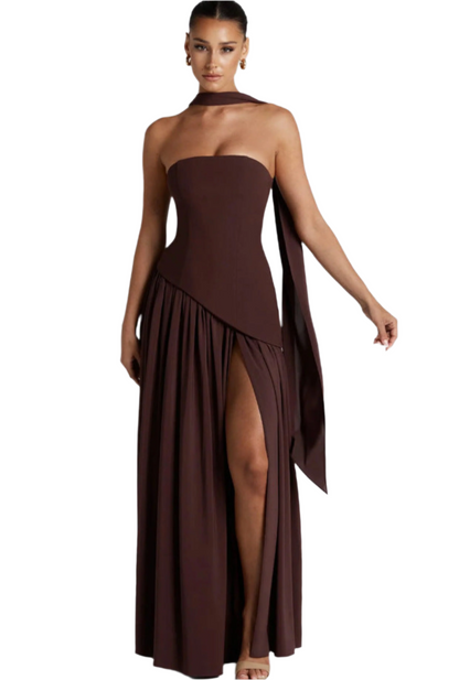 Irregular Tube Top Tied Dress Women
