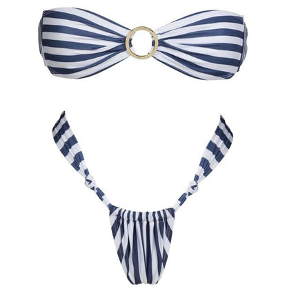 Striped Tube Top Sexy Bikini Swimsuit For Women