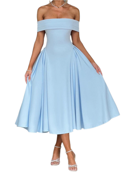 Fashion Personality Pure Color Tube-top Dress Women