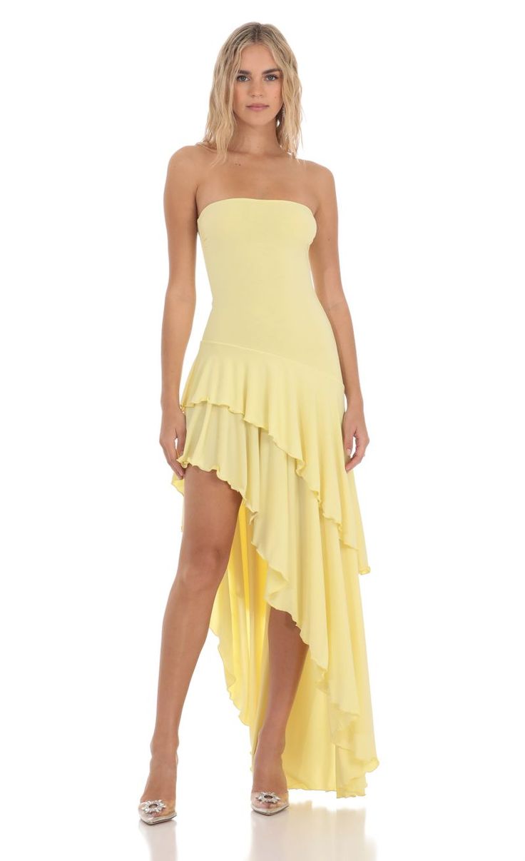 Irregular Slim-fit Ruffled Tube Top Dress Women