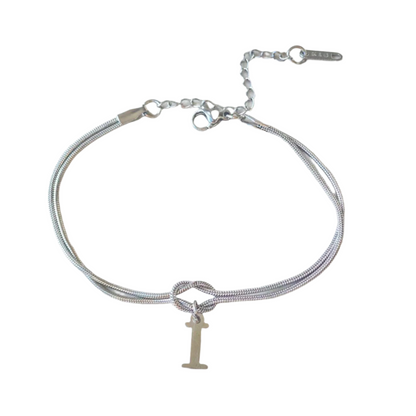 New Letter A-Z Love Knot Bracelets For Women Couple Gold Color Dainty Snake Chain Charm Bracelet Stainless Steel Jewelry Gift Valentine's Day Gifts