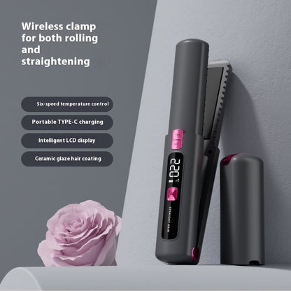 Charging Wireless Splint For Curling Or Straightening LCD Anion Portable Hair Straighter