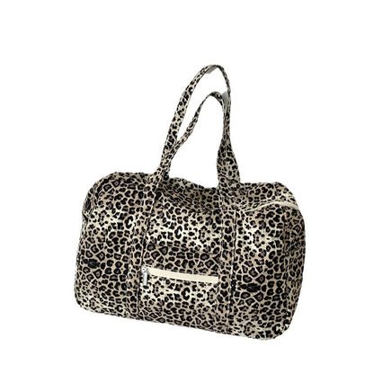 Niche Leopard-Print Canvas Womens Shoulder Bag