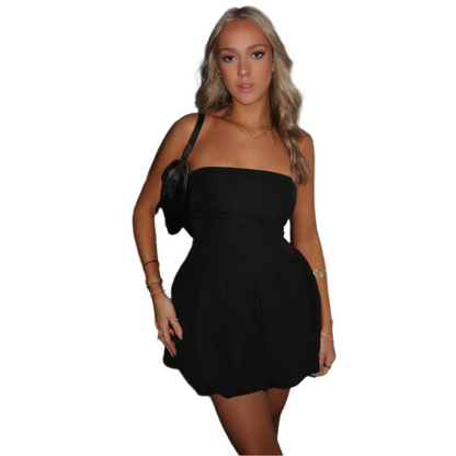 Solid Color Waist Tube Top Dress Women