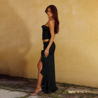 Tube Top Mid-length Dress Set Women