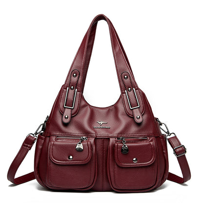 Middle-aged Mom Solid Color Crossbody Handbag