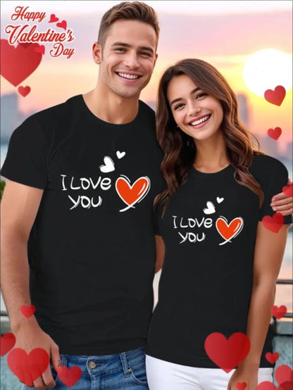 Love Valentine'S Day T-Shirt,   Couple T-Shirt, Couple Christmas, Fashion Casual T-Shirt, Short-Sleeved T-Shirt