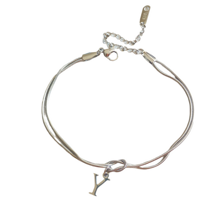 New Letter A-Z Love Knot Bracelets For Women Couple Gold Color Dainty Snake Chain Charm Bracelet Stainless Steel Jewelry Gift Valentine's Day Gifts