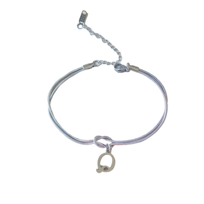 New Letter A-Z Love Knot Bracelets For Women Couple Gold Color Dainty Snake Chain Charm Bracelet Stainless Steel Jewelry Gift Valentine's Day Gifts