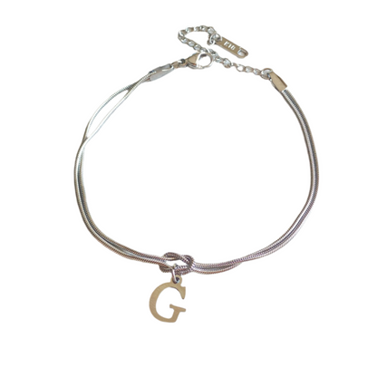 New Letter A-Z Love Knot Bracelets For Women Couple Gold Color Dainty Snake Chain Charm Bracelet Stainless Steel Jewelry Gift Valentine's Day Gifts