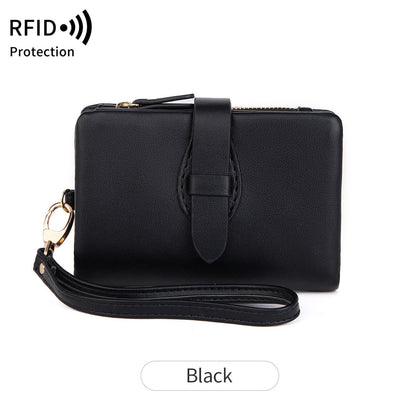 RFID Women's Wallet Soft Leather Solid Color 70 Off Short Style