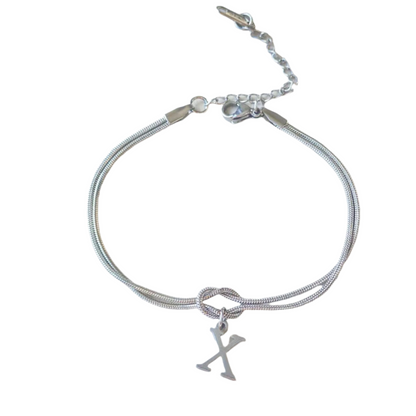 New Letter A-Z Love Knot Bracelets For Women Couple Gold Color Dainty Snake Chain Charm Bracelet Stainless Steel Jewelry Gift Valentine's Day Gifts