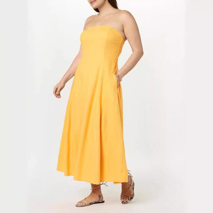 Fashion Tube Top Women Solid Color Dress