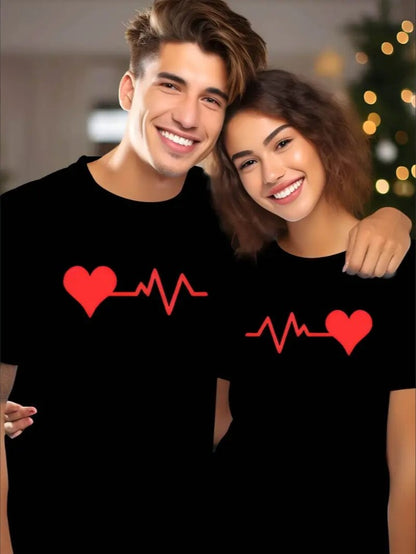 Love Valentine'S Day T-Shirt,   Couple T-Shirt, Couple Christmas, Fashion Casual T-Shirt, Short-Sleeved T-Shirt