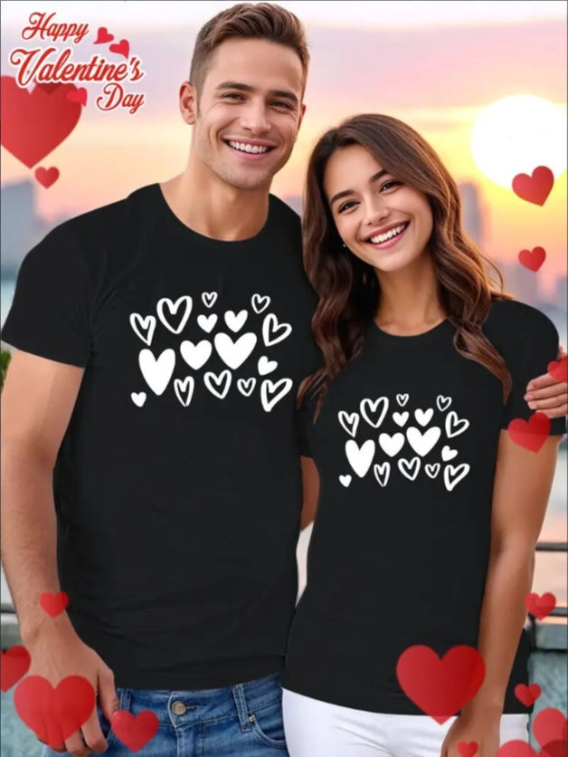 Love Valentine'S Day T-Shirt,   Couple T-Shirt, Couple Christmas, Fashion Casual T-Shirt, Short-Sleeved T-Shirt