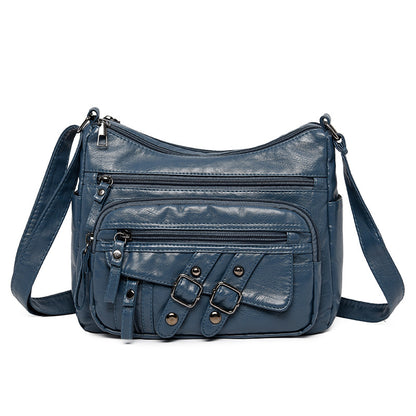 Soft Leather Multi-compartment Multi-pocket Shoulder Messenger Bag