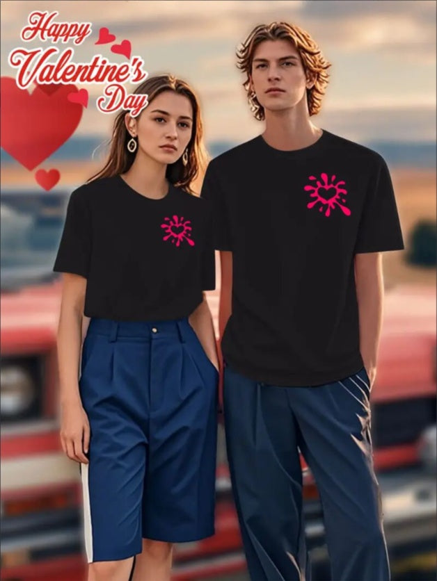 Love Valentine'S Day T-Shirt,   Couple T-Shirt, Couple Christmas, Fashion Casual T-Shirt, Short-Sleeved T-Shirt