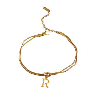 New Letter A-Z Love Knot Bracelets For Women Couple Gold Color Dainty Snake Chain Charm Bracelet Stainless Steel Jewelry Gift Valentine's Day Gifts