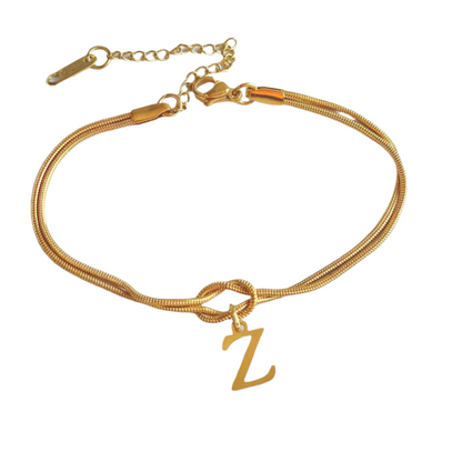 New Letter A-Z Love Knot Bracelets For Women Couple Gold Color Dainty Snake Chain Charm Bracelet Stainless Steel Jewelry Gift Valentine's Day Gifts