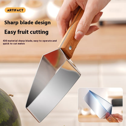 New Watermelon Splitter Watermelon Cutting Artifact 430 Stainless Steel Cutting Piece Splitter Household Melon Triangle Cutting Knife Fruit Knife Kitchen Gadgets