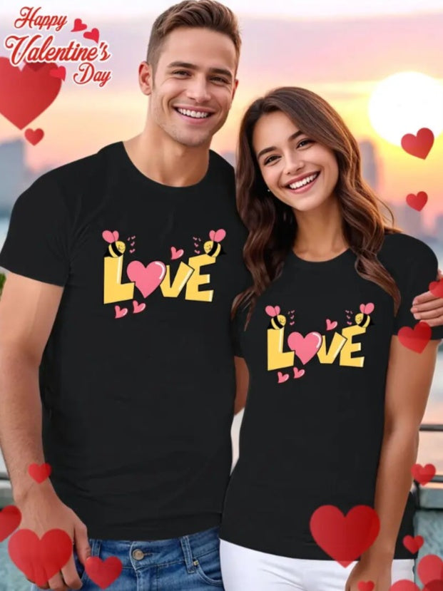 Love Valentine'S Day T-Shirt,   Couple T-Shirt, Couple Christmas, Fashion Casual T-Shirt, Short-Sleeved T-Shirt