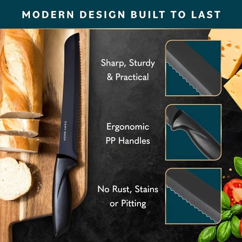 7-Piece High Carbon Stainless Steel Kitchen Knife Set With Handles And Sharpener