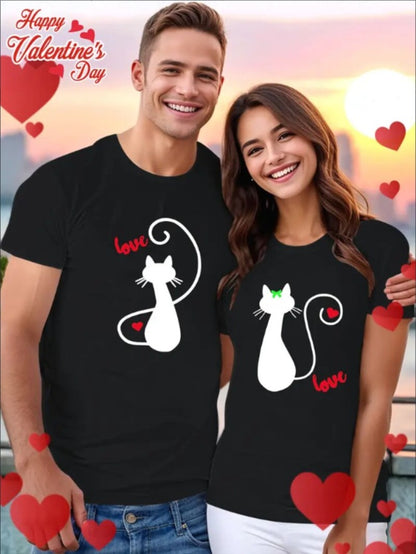 Love Valentine'S Day T-Shirt,   Couple T-Shirt, Couple Christmas, Fashion Casual T-Shirt, Short-Sleeved T-Shirt