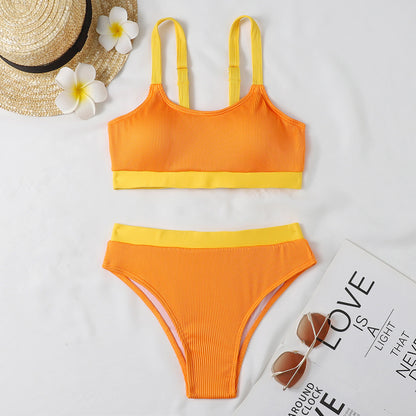 New Special Cloth Thread Sunken Stripe Bikini For Women