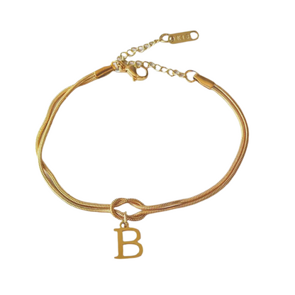 New Letter A-Z Love Knot Bracelets For Women Couple Gold Color Dainty Snake Chain Charm Bracelet Stainless Steel Jewelry Gift Valentine's Day Gifts