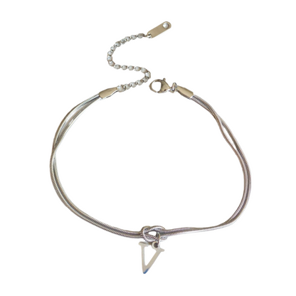 New Letter A-Z Love Knot Bracelets For Women Couple Gold Color Dainty Snake Chain Charm Bracelet Stainless Steel Jewelry Gift Valentine's Day Gifts