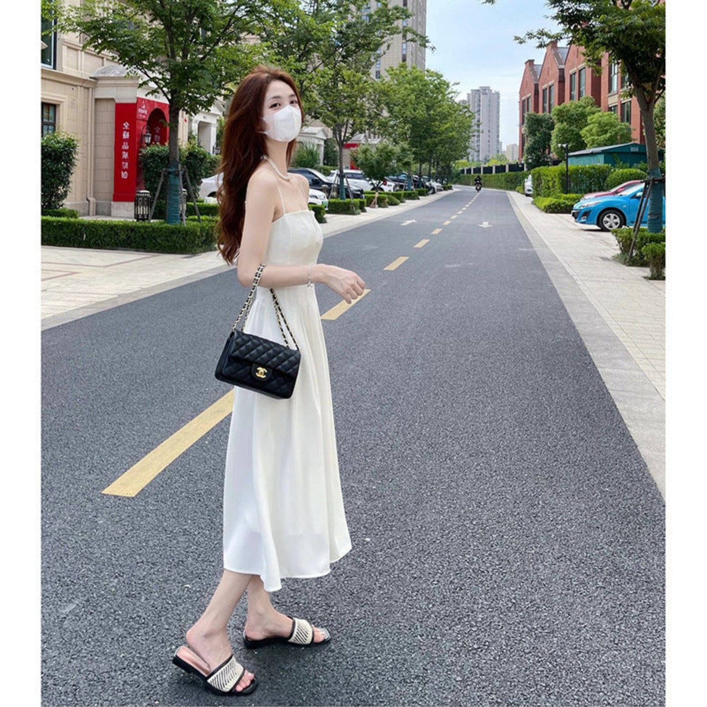 White Suspender Tube Top Dress Women
