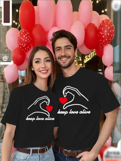 Love Valentine'S Day T-Shirt,   Couple T-Shirt, Couple Christmas, Fashion Casual T-Shirt, Short-Sleeved T-Shirt