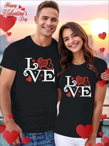 Love Valentine'S Day T-Shirt,   Couple T-Shirt, Couple Christmas, Fashion Casual T-Shirt, Short-Sleeved T-Shirt