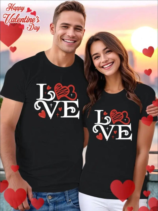 Love Valentine'S Day T-Shirt,   Couple T-Shirt, Couple Christmas, Fashion Casual T-Shirt, Short-Sleeved T-Shirt