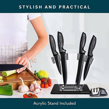 7-Piece High Carbon Stainless Steel Kitchen Knife Set With Handles And Sharpener