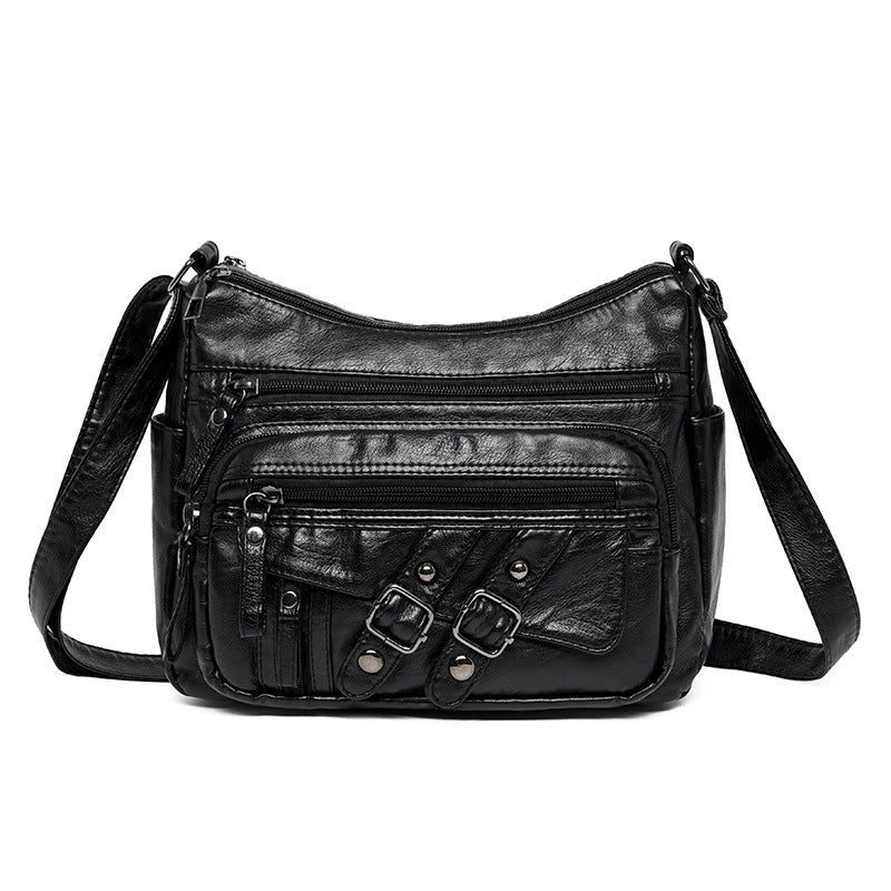 Soft Leather Multi-compartment Multi-pocket Shoulder Messenger Bag