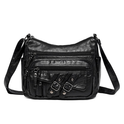 Soft Leather Multi-compartment Multi-pocket Shoulder Messenger Bag
